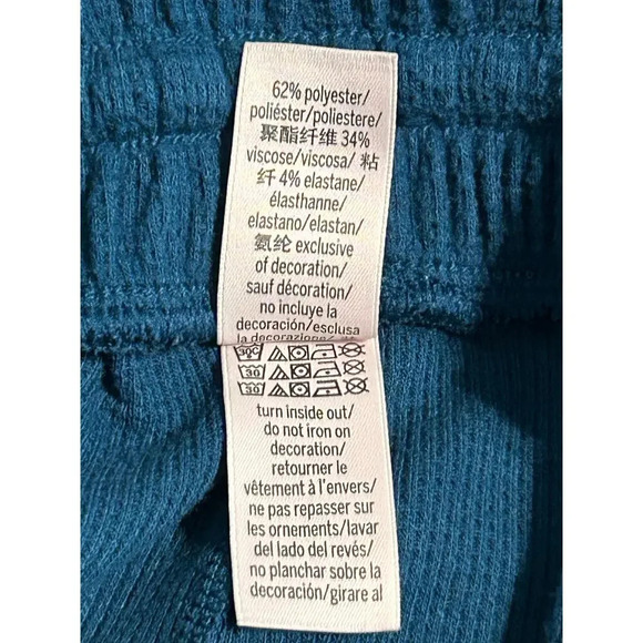 Victoria's Secret VS Sleep Shorts Size XS Teal Blue Loose Waffle Drawstring - Picture 4 of 6